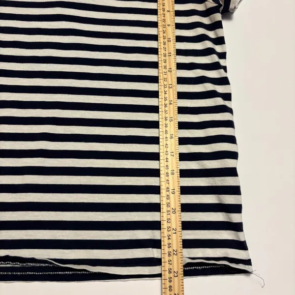 Ralph Lauren Sport T-Shirt Women Large Navy White Striped V-Neck Pima Cotton - Image 5