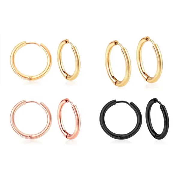 Unisex‎ Hoop Earrings Rose Gold Plated Silver Huggie Hoops, 9mm - Image 3