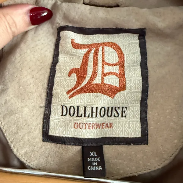 Y2K Vintage DOLLHOUSE | Tan Suede Leather Moto Style Jacket | Extra Large - Image 4