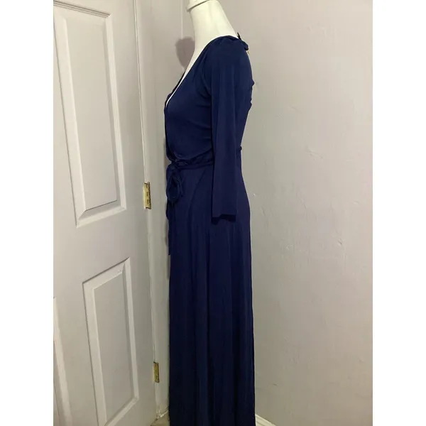 Lulu’s Lovely Navy Blue Gown Long Sleeve Maxi Dress Stretch Jersey S - Image 4
