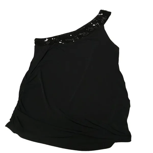 Lane Bryant black one shoulder sequin tank blouse 18/20‎ - Image 2