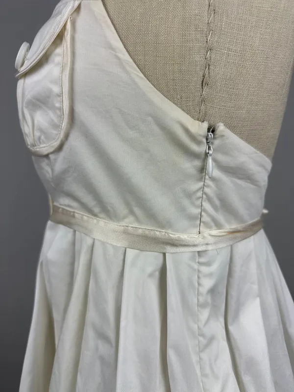 Vintage Y2K Bebe Off White Halter Tanya Mini Dress Pleated Button Front Size S - Image 4