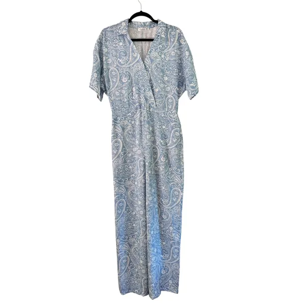 89th + Madison Womens M Paisley Blue‎ Monochrome Jumpsuit Romper - Image 2