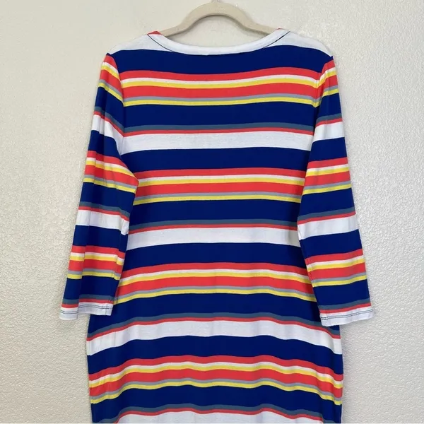 Lauren Ralph Lauren Multi Striped Lace Up 3/4 Sleeves Midi Dress, Size XL - Image 8