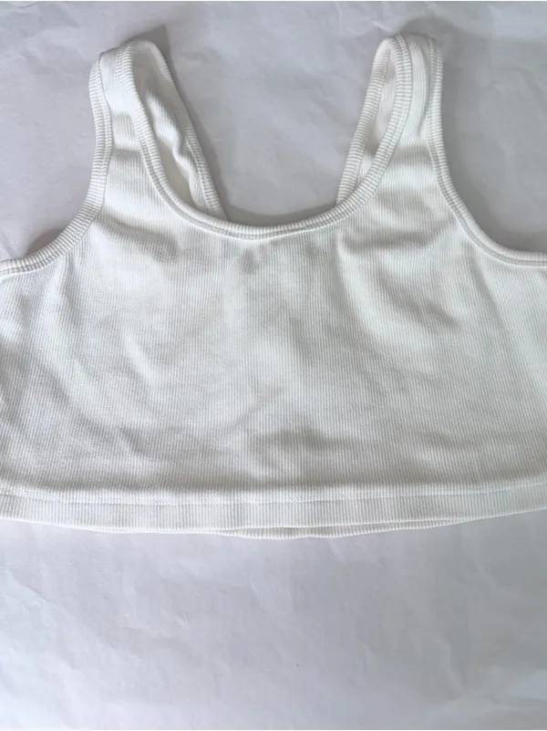 White fox Ribbed Henley Crop Tank Top size large snap closure - Image 7