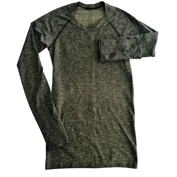 Lululemon Swiftly 2.0 Army Green Black Size 4 Long Sleeve Run Gym - Image 2