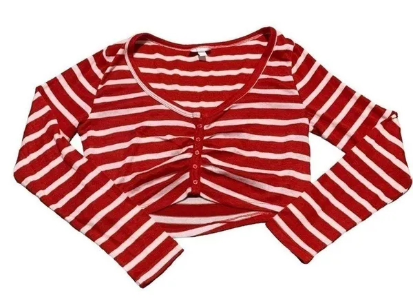 Women's New Colsie red striped cropped pajama lounge set size xl - Image 5