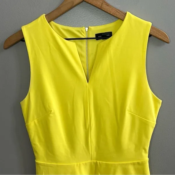 The Limited Sleeveless Skater Dress Bright Yellow Size XS - Image 2