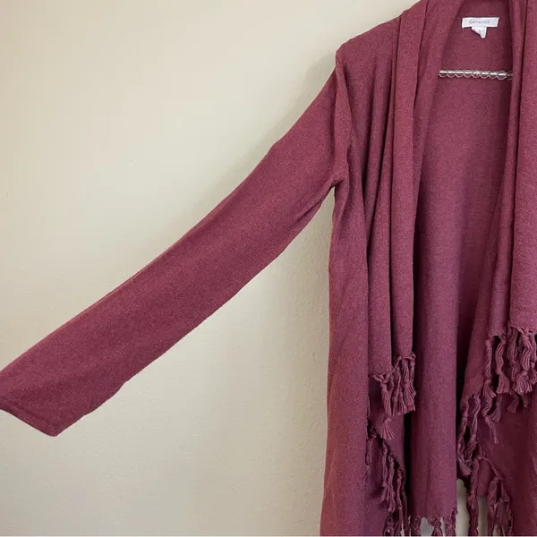 Garnet Hill Cotton-Cashmere Blend Fringed Rodeo Cardigan Size XS‎ Western Boho - Image 3