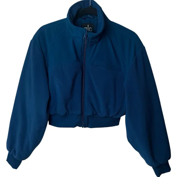 Aloha Island ALO Yoga Polar Fleece‎ Cropped Wintry Mix Jacket in Eclipse Blue Cozy Athletic M - Image 2