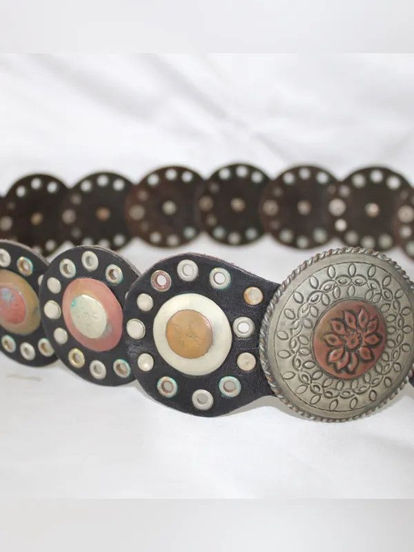 Black & Brown Concho Western Boho Statement Belt - Image 5