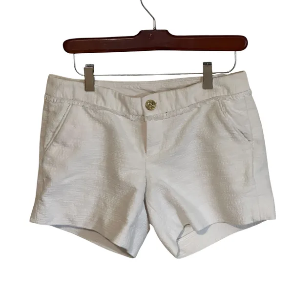 Lilly Pulitzer‎ White Textured Shorts Women's Size 2 Button Fly Casual Summer - Image 9