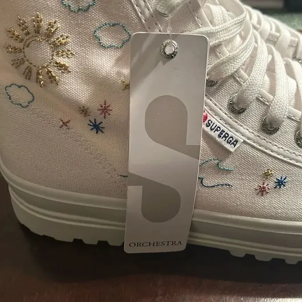 Superga White & Blue Embroidered Accent Alpina Plao Hightop Sneakers.(Size 7.5) - Image 6