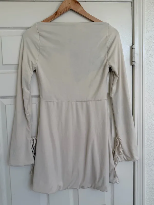 Oh Polly Amryn Ivory Off White Long Sleeve Mini Dress Sweetheart Neckline 10 - Image 7