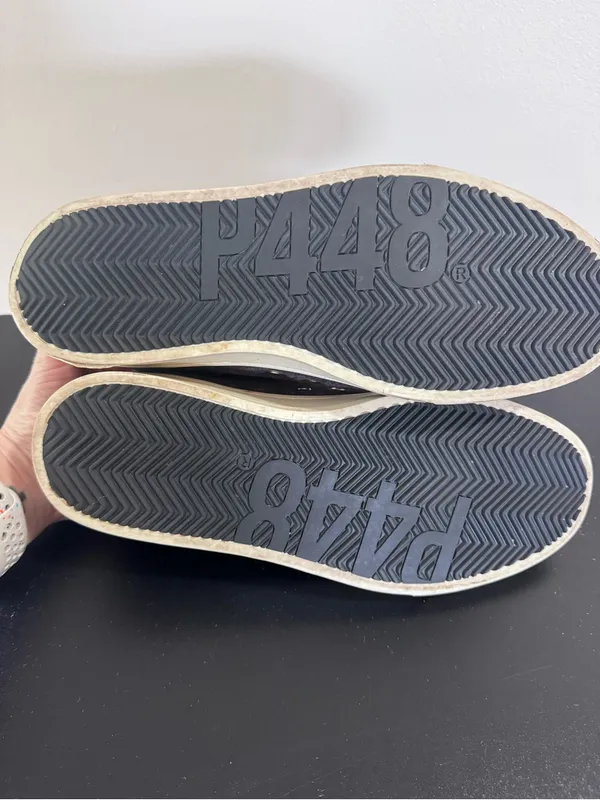 P448 Suede & Polka Dot Low-Top Sneakers in Black, Gray & Lavender - Image 6