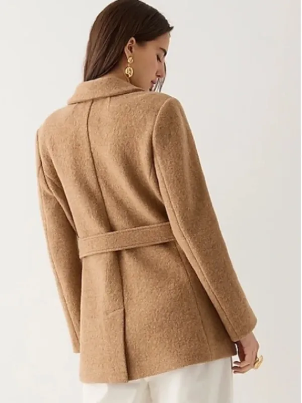J. Crew Wrap blazer-jacket in Italian boiled wool Tan W2445 Sz 2 - Image 3