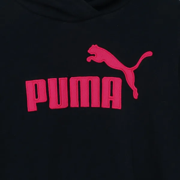 Puma Hoodie Womens Medium Black Pink Logo Pullover Excellent - Image 2