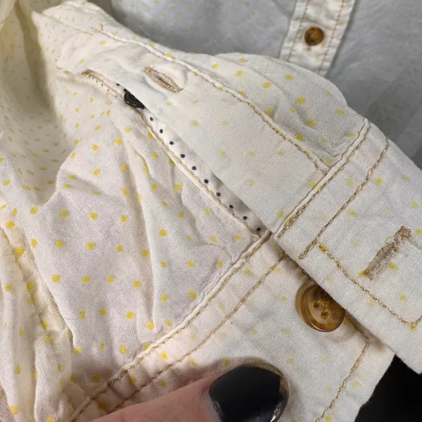 Maeve Polka Dot Button Up Shirt Cream Yellow‎ 12 Preppy Academia Anthropologie - Image 4