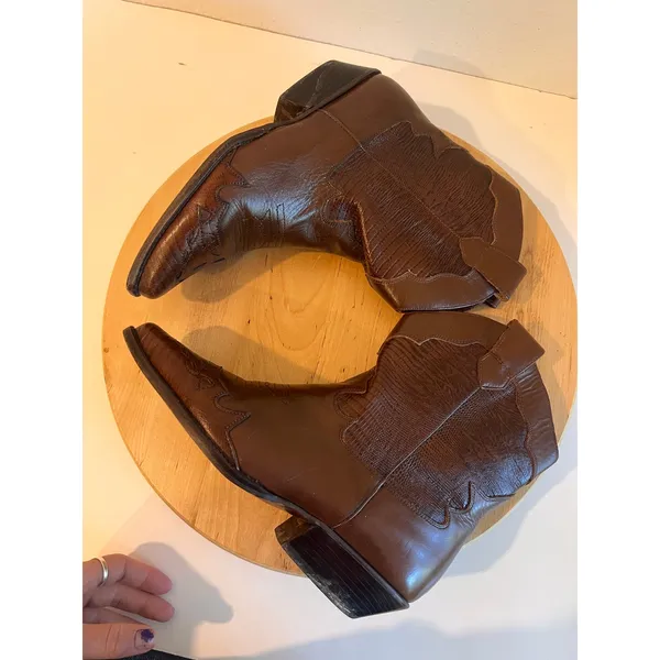90s Nine West Brown Western Genuine Leather Point Toe Boot Size 7.5 Brazil Made - Image 6
