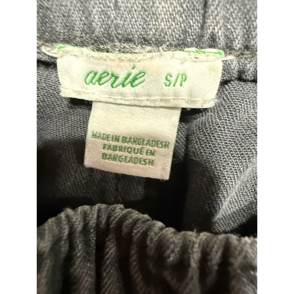 Aerie Acid Washed Joggers Distressed Charcoal w/ drawstring, Small NWOT (E9) - Image 7