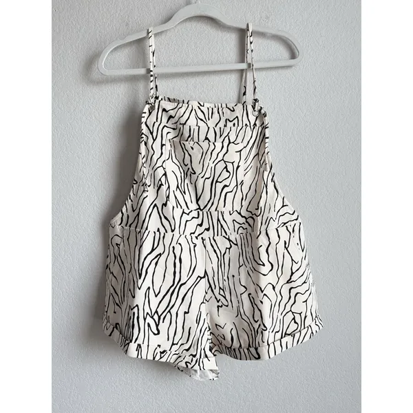 Princess Polly‎ Zebra Print Short Overalls Cream Sz 4 Utopia Romper Festival NEW - Image 3