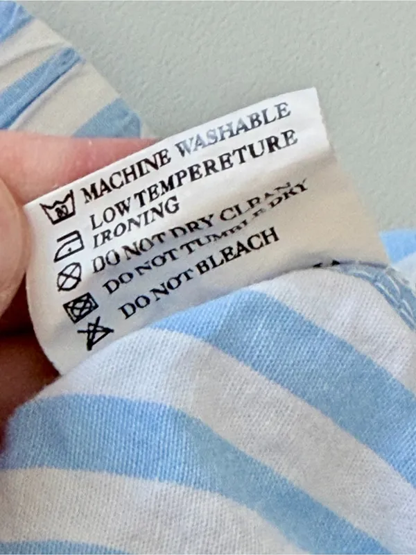 Source Unknown Blue & White Striped Cotton Wide Leg Beach Pants Size Small - Image 7