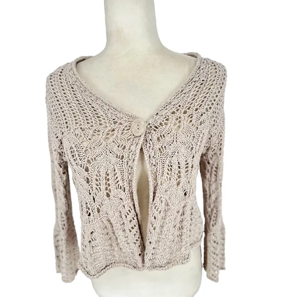 Vtg‎ Dressbarn Y2K Sweater Cardigan Crochet S Bell Sleeve Hippie Boho Festival - Image 2