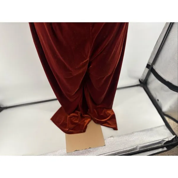 ASOS Design Rust Velvet Off Shoulder Cutout Wide Leg Jumpsuit Size 10 - Image 7