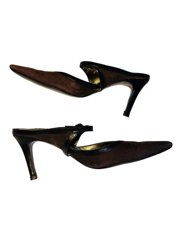 Nine West Brown Suede Slings with Buckle Detail - Image 6