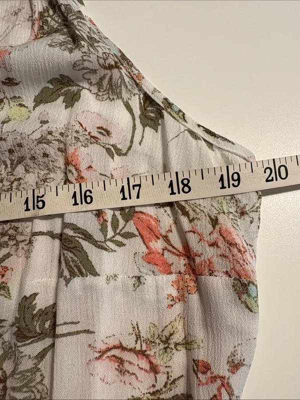 Frye Floral Button-Front sleeveless Maxi Dress White with Pink & Olive large - Image 10