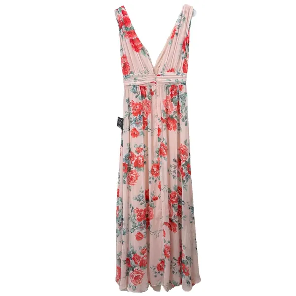 NWT Lulus Peach Pink Garden Meandering Blush Floral Chiffon Maxi Dress MEDIUM‎ - Image 7
