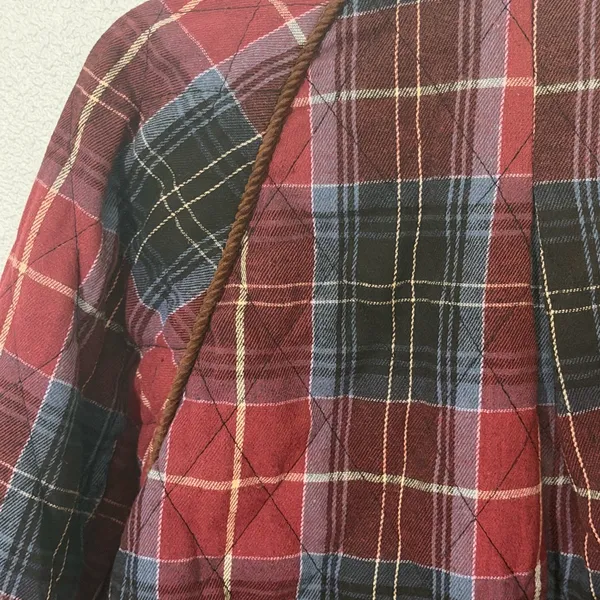 &merci Red Plaid Corduroy Collar Jacket - Image 3