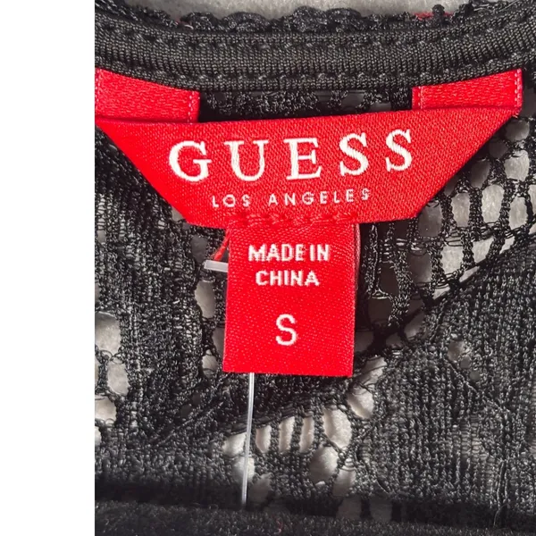GUESS Womens Kassandra Lace Bodysuit S Black Rose Applique Floral Romantic - Image 6