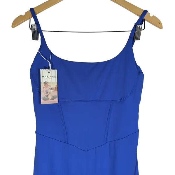 HALARA Blue Square Neck Corset Detail‎ Midi Dress With Slit Size S - Image 3