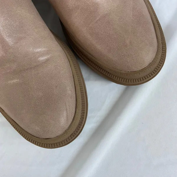 Lucky Brand women's Eabile tan suede taupe leather zip chunky ankle‎ boots 8.5 - Image 7