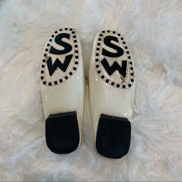 Stuart Weitzman white mules leather size‎ 10AA - Image 7