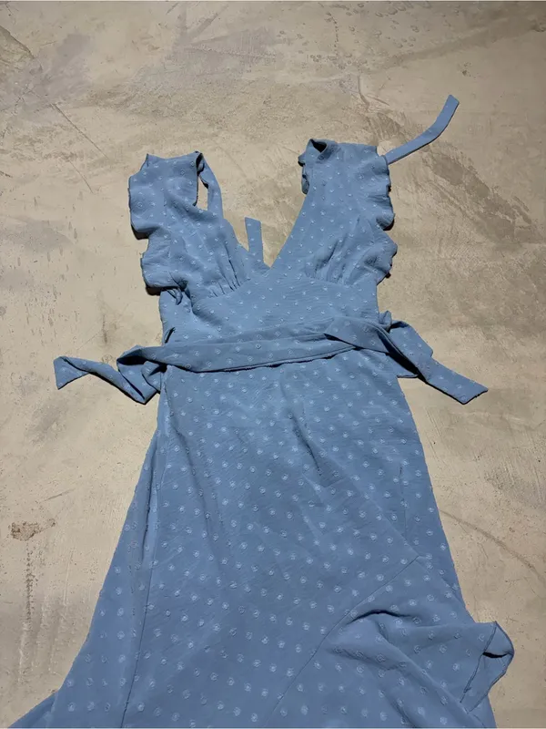 Altar’d state Blue Ruffle Wrap Maxi Dress NWT MSRP$90 Medium Florenzia - Image 2