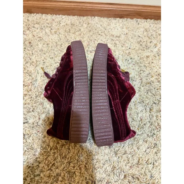 Puma x Fenty Size 6 Rihanna Burgundy Red Velvet Creeper Platform Sneakers - Image 7