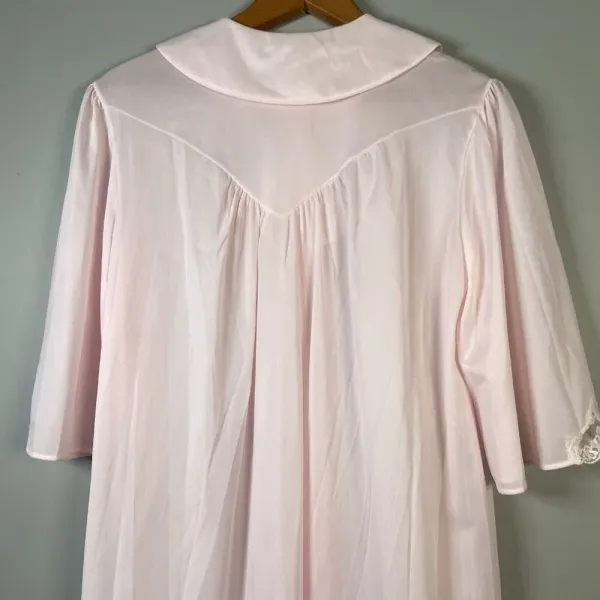 Vintage Nancy King Lingerie Nightgown Size M Pink Nylon‎ satin Lace Sleepwear - Image 8