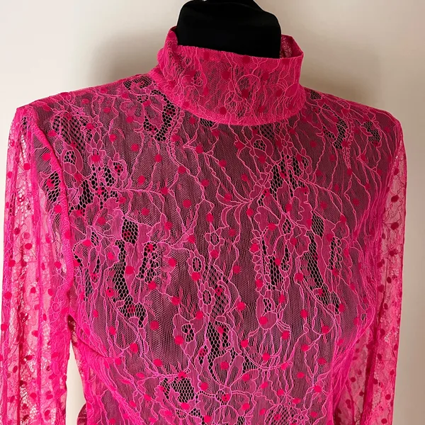 For Love And Lemons Neon Pink Lace Blouse - Image 2