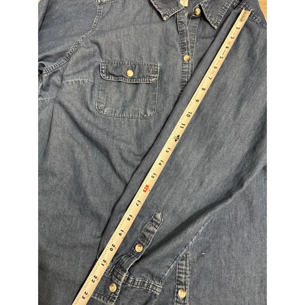 Croft & Barrow 100% Cotton Shirt Plus 1X Blue Denim Button‎ Down Long Sleeve - Image 7