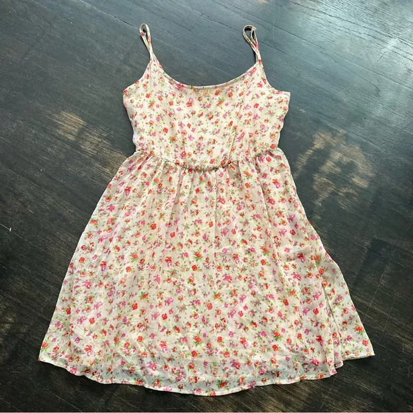 Women’s Garage Pink Floral Strap Festival Boho Fairy Dress Festival Feminine XS - Image 2