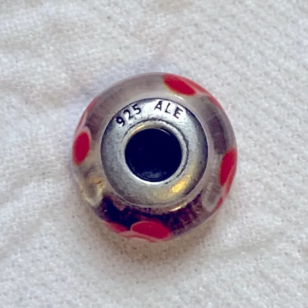 Pandora Authentic Retired Captivating Pink Red Flower Murano Glass Charm - Image 5