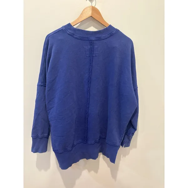 Aerie Blue Self Care Club‎ Crewneck Sweatshirt Distressed Oversized XS - Image 5