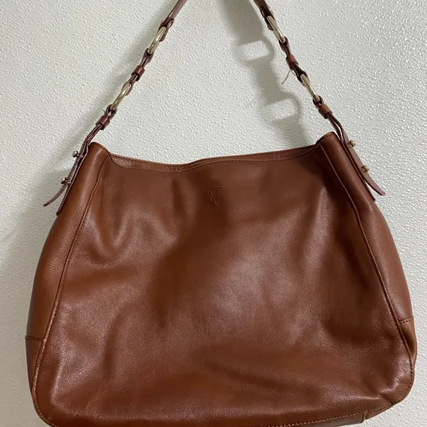 TreVero tan leather shoulder bag with gold hardware Brown - Image 4