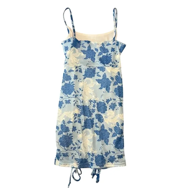 Missguided Blue Dragon‎ Floral Ruched Bodycon Mini Dress Y2K Size 2 Going Out - Image 11