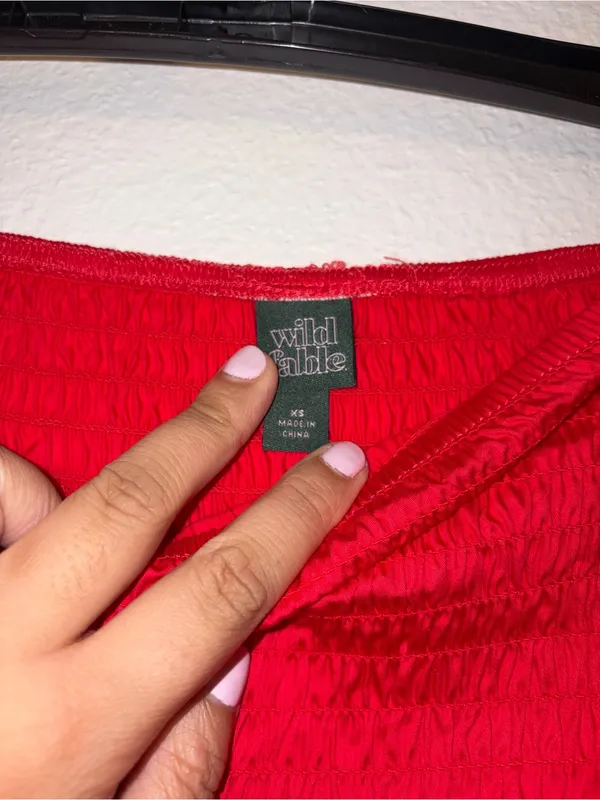 NWOT Wild Fable Red Smocked Maxi Skirt Side Slit Boho Summer XS - Image 6