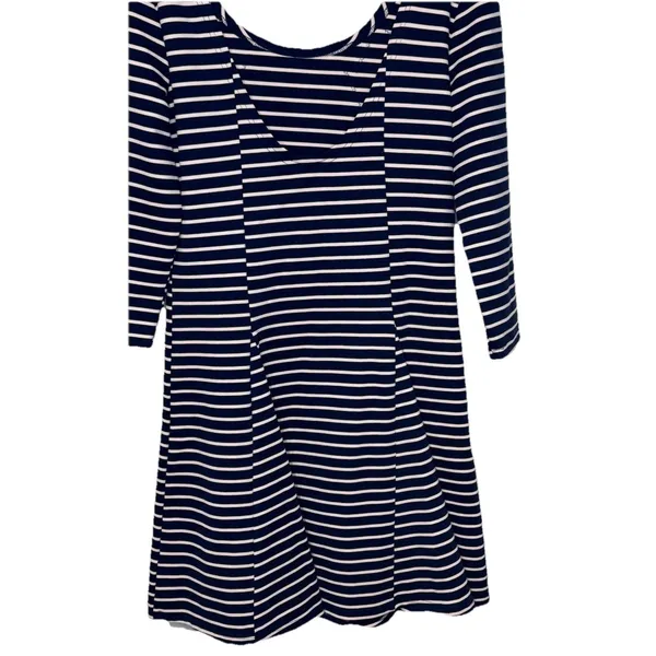 Free People Women's‎ Dress Nautical Knotty Jersey Knit Striped Blue White Large - Image 8