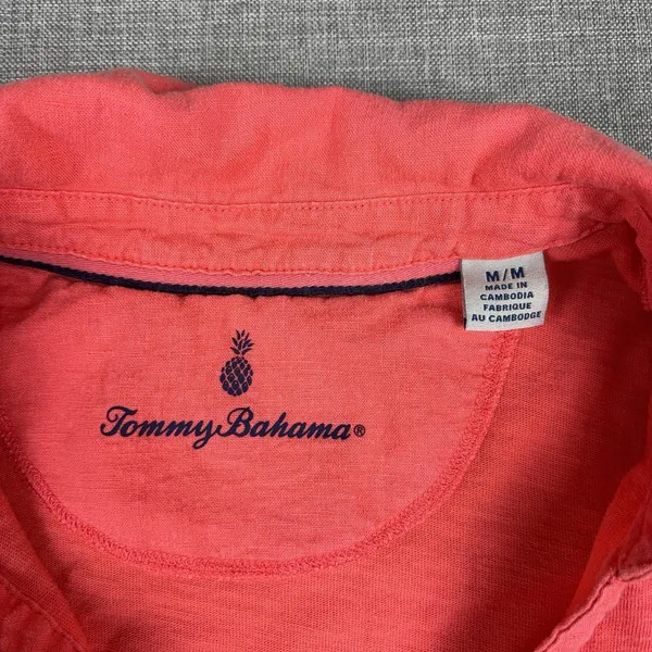 Tommy Bahama Polo Shirt Womens M Pink Collared 3/4 Sleeve Lightweight Jersey Top - Image 9