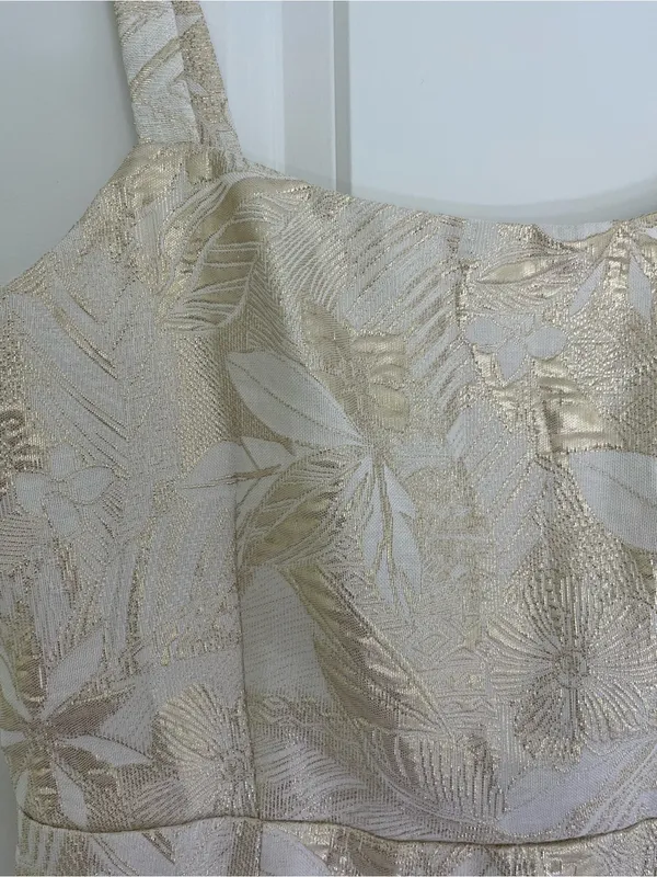 Lulus Shine for Us Cream Metallic Tropical Jacquard Mini Dress - Image 4